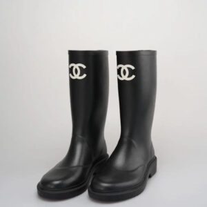Bottes de pluie Chanel noires, vue 1