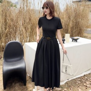 Dior - Robe longue évasée minimaliste - Noir