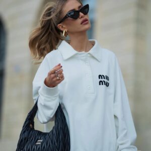 Miu Miu - Sweat oversize logo imprimé - Ivoire