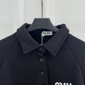 Miu Miu - Sweat à capuche logo brodé - Bleu marine