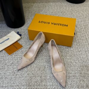Louis Vuitton - Escarpins à talon - Beige rosé monogramme strass