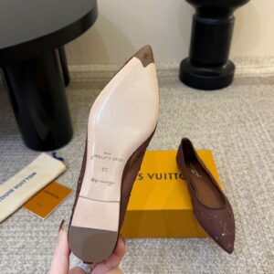 Louis Vuitton - Ballerines pointues - Marron monogramme strass