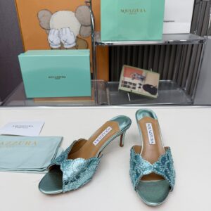 Aquazzura - Sandales à talon - Turquoise strass