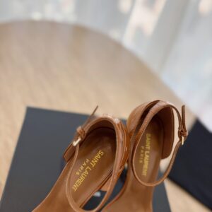 Yves Saint Laurent - Sandales à talon - Camel verni