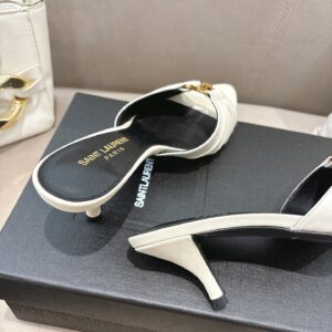 Yves Saint Laurent - Mules à talon - Blanc plissé
