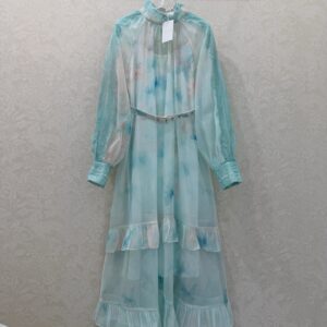 Zimmermann - Robe longue mousseline volantée - Bleu pastel