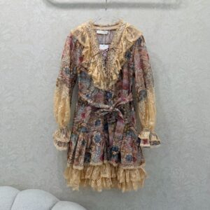 Zimmermann - Robe courte volants imprimé baroque - Multicolore