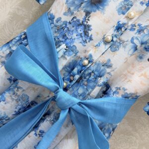 Zimmermann - Robe midi manches courtes imprimé floral - Bleu