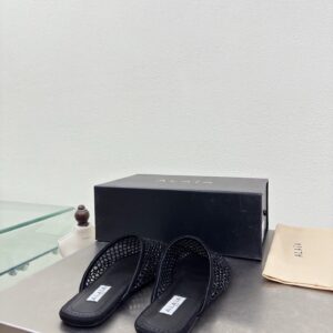 Alaïa - Mules plates - Noir tressé