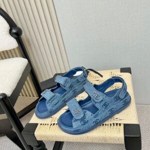 Chanel - Sandales plates - Denim bleu