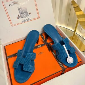 Hermès - Sandales plates - Bleu électrique