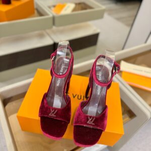 Louis Vuitton - Sandales plateforme - Bordeaux velours