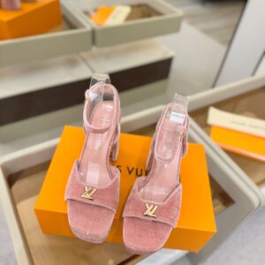 Louis Vuitton - Sandales plateforme - Rose velours