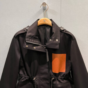Loewe - Veste en cuir poche contrastée - Marron foncé