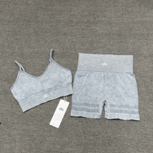 Alo - Ensemble sport brassière short - Gris clair