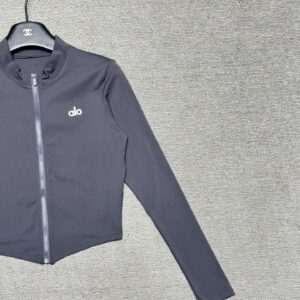 Alo - Veste sport cropped zippée - Gris anthracite