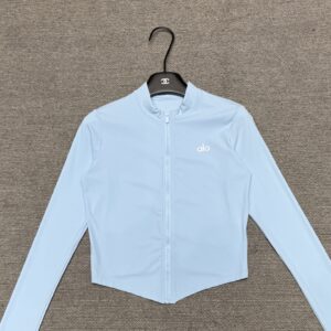 Alo - Veste sport cropped zippée - Bleu ciel