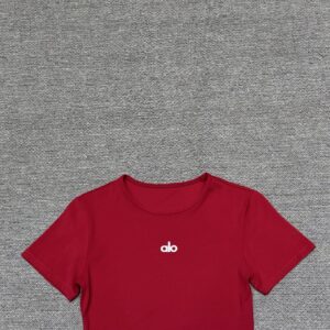 Alo - T-shirt ajusté logo brodé - Rouge