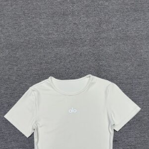 Alo - T-shirt ajusté logo brodé - Blanc cassé