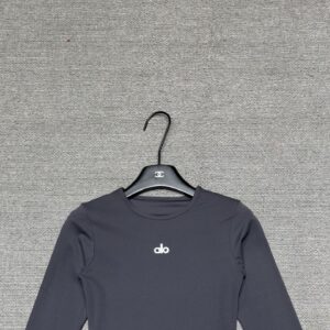 Alo - Top sport manches longues ajusté - Gris anthracite