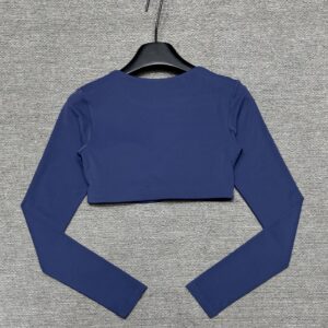 Alo - Top sport cropped manches longues - Bleu marine