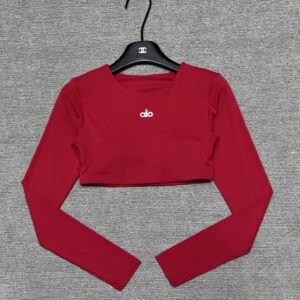Alo - Top sport cropped manches longues - Rouge