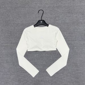 Alo - Top sport cropped manches longues - Ivoire