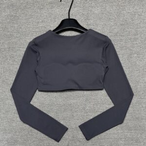 Alo - Top sport cropped manches longues - Gris anthracite