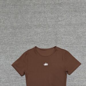 Alo - T-shirt ajusté logo brodé - Marron
