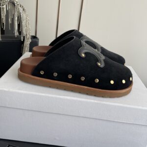 Celine - Mules plates - Noir suede