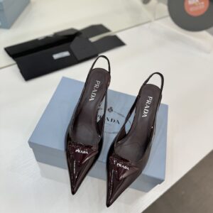 Prada - Escarpins slingback - Bordeaux cuir