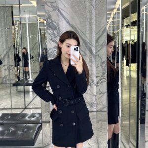 Yves Saint Laurent - Robe blazer ceinturée - Noir