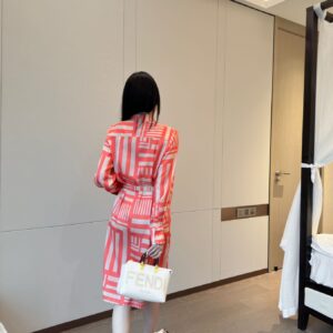 Fendi - Robe midi imprimé géométrique - Rouge