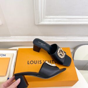 Louis Vuitton - Mules à talon - Noir bijou doré