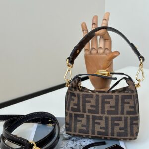 Fendi - Mini sac a main monogramme FF marron