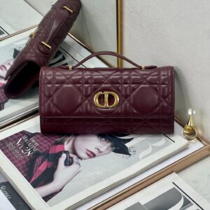 DIOR-Pochette a main cannage bordeaux matelasse