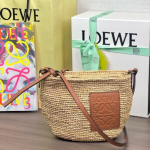 Loewe - Sac bandouliere raffia pochette cuir cognac