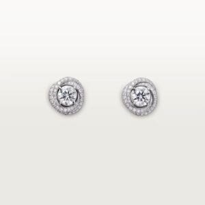 PUCES D'OREILLES TRINITY RUBAN, 2 DIAMANTS, PAVÉES
