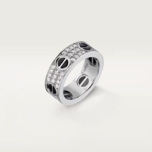 BAGUE LOVE, PAVÉE CÉRAMIQUE OR GRIS FINITION NOIR